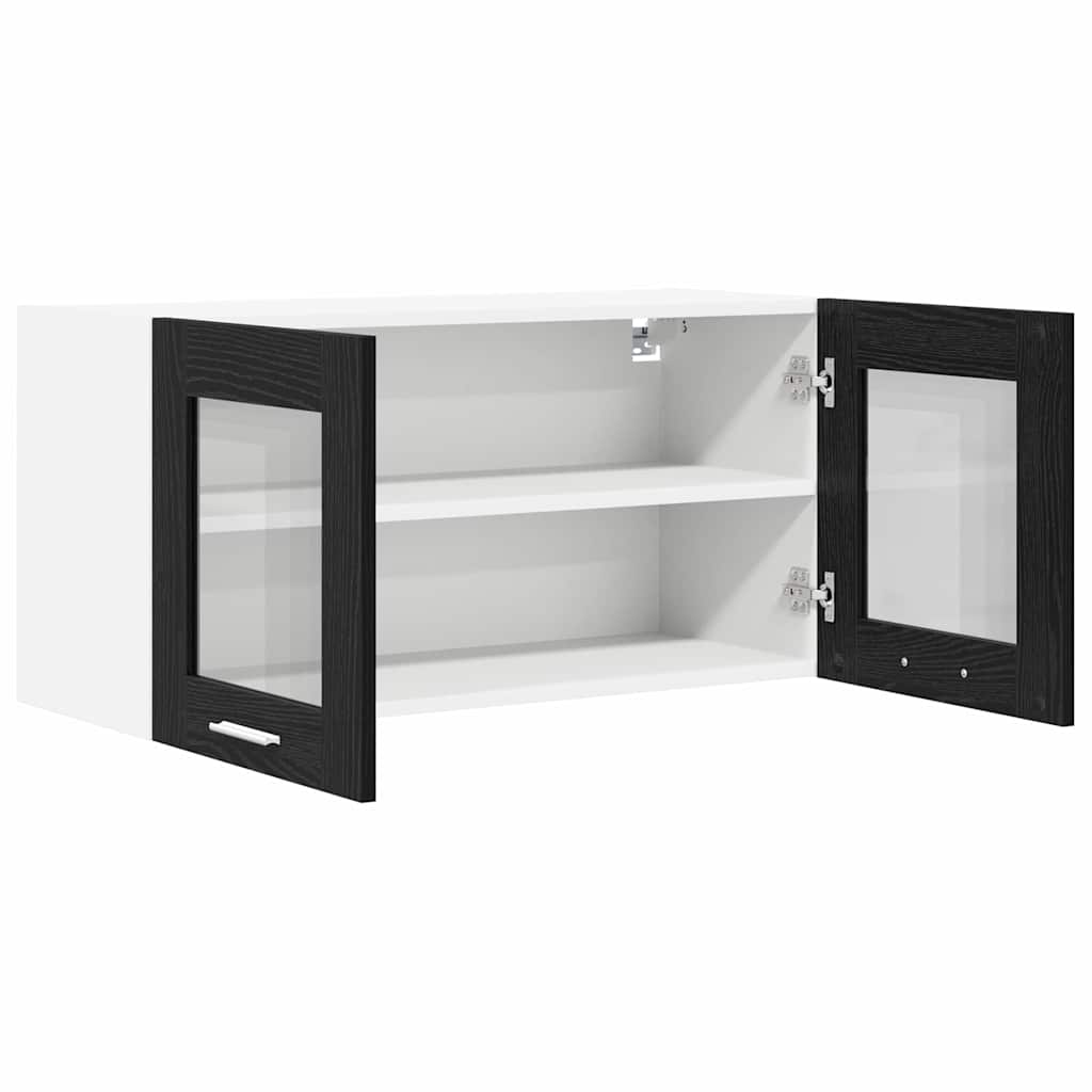 Hanging Cabinet Riga Black Oak and White 80 x 31 x 40 cm